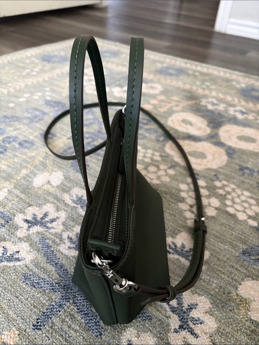 Tory Burch Dark Green Leather Mini Tote with Detachable Strap - Picture 2 of 7